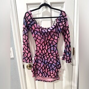 Fashion Nova Pink and Purple Patterned Dress